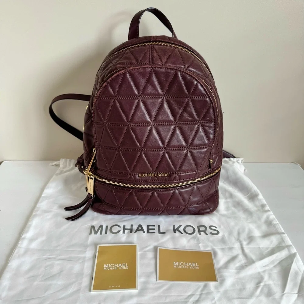 Michael Kors Rhea Medium Quilted Leather Backpack In Barolo